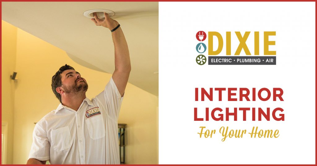 Dixie Electric, Plumbing & Air professional electrician installing modern interior lighting