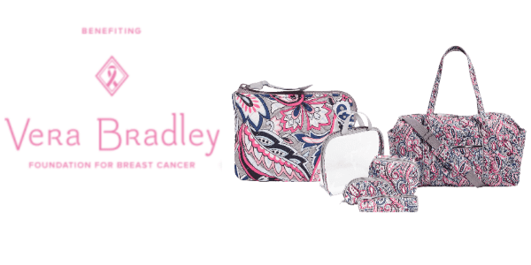 Vera Bradley Foundation for Breast Cancer logo and handbags