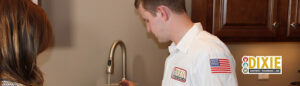 plumber checking for low water pressure